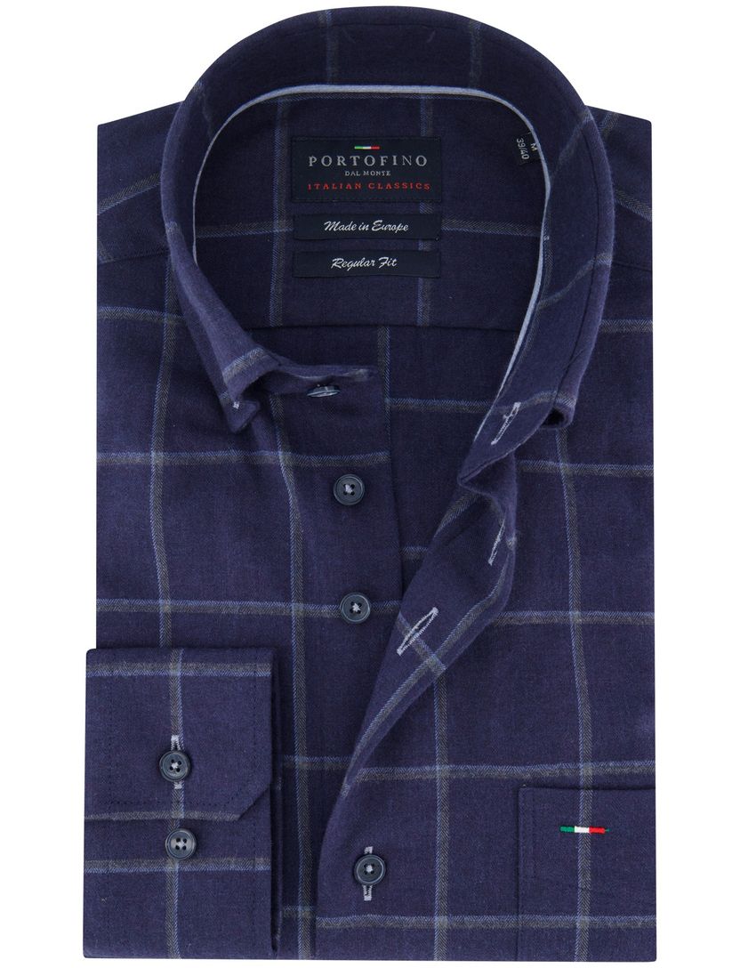 Casual overhemd Portofino regular fit donkerblauw geruit
