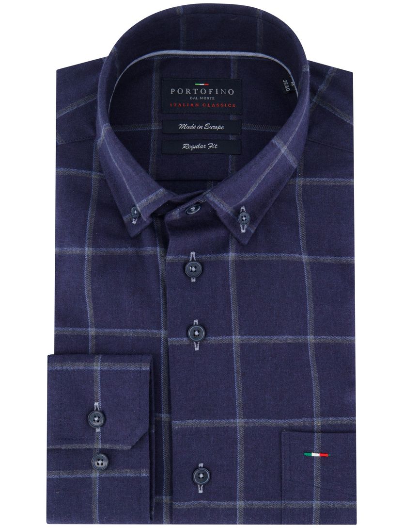 Casual overhemd Portofino regular fit donkerblauw geruit