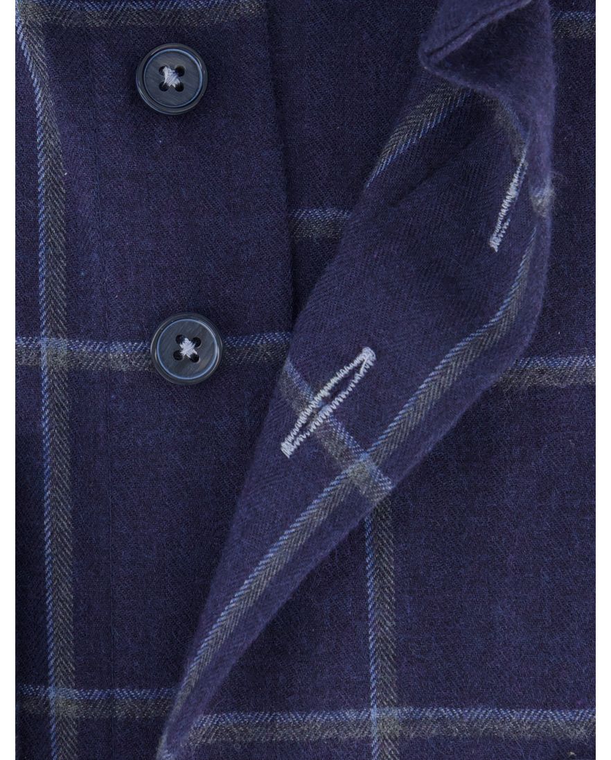 Portofino regular fit casual overhemd donkerblauw flannel geruit