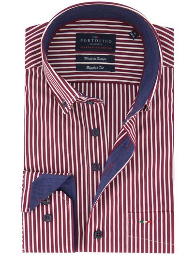 Portofino casual overhemd bordeaux Portofino Regular Fit
