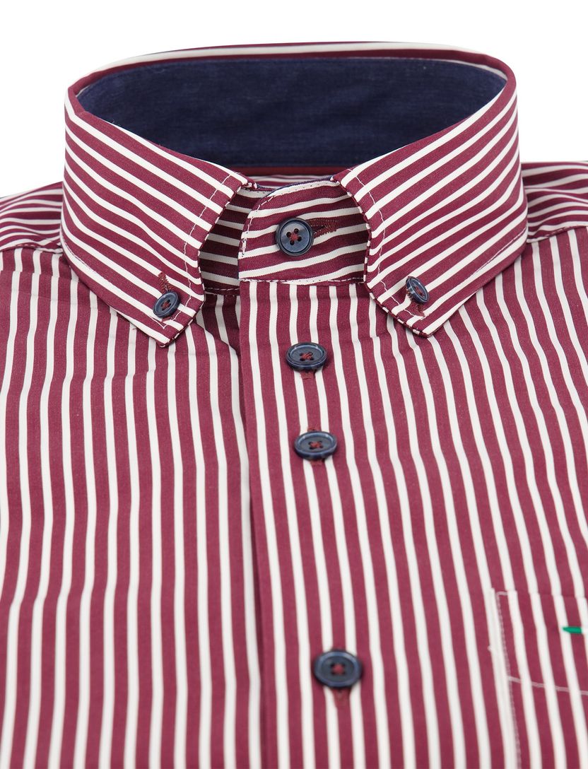 Portofino regular fit katoenen overhemd bordeaux