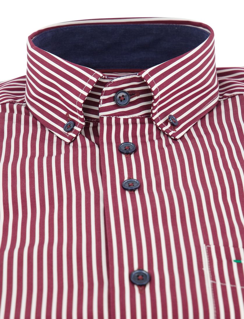 Portofino regular fit katoenen overhemd bordeaux