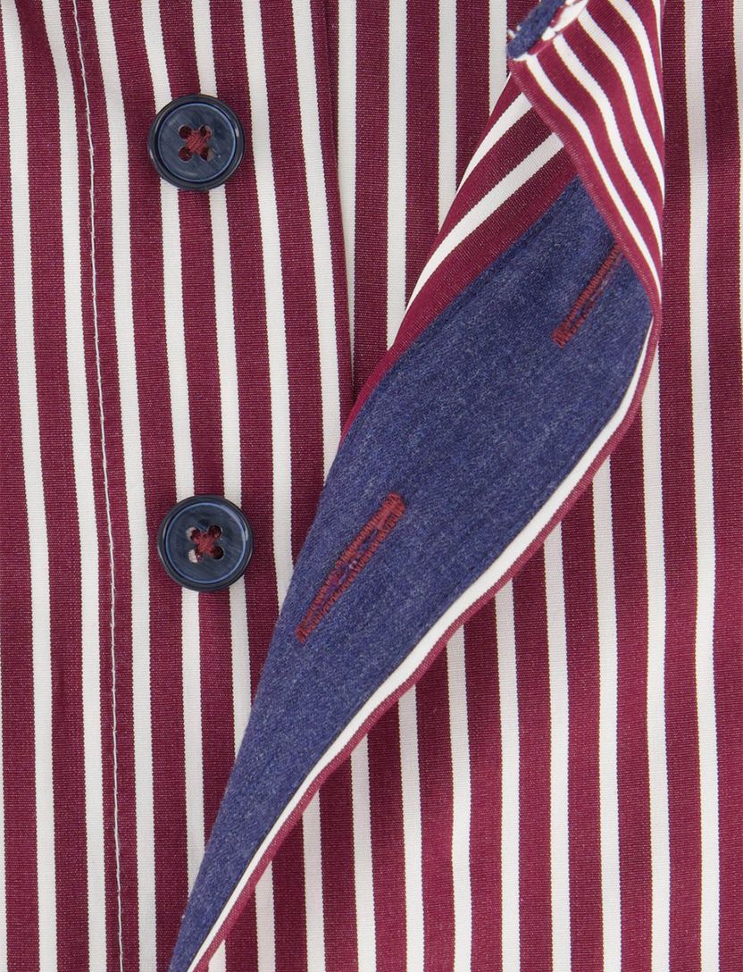 Portofino regular fit katoenen overhemd bordeaux
