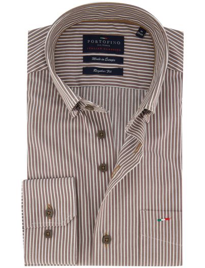 Portofino Portofino overhemd bruin gestreept