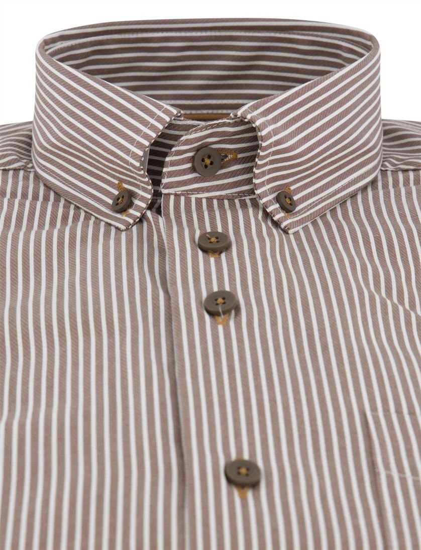 Portofino overhemd bruin gestreept katoen