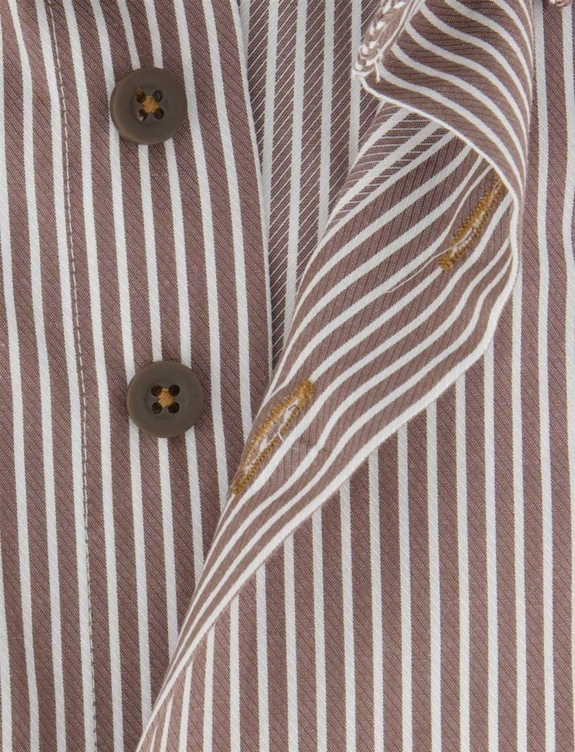 Portofino overhemd bruin gestreept katoen