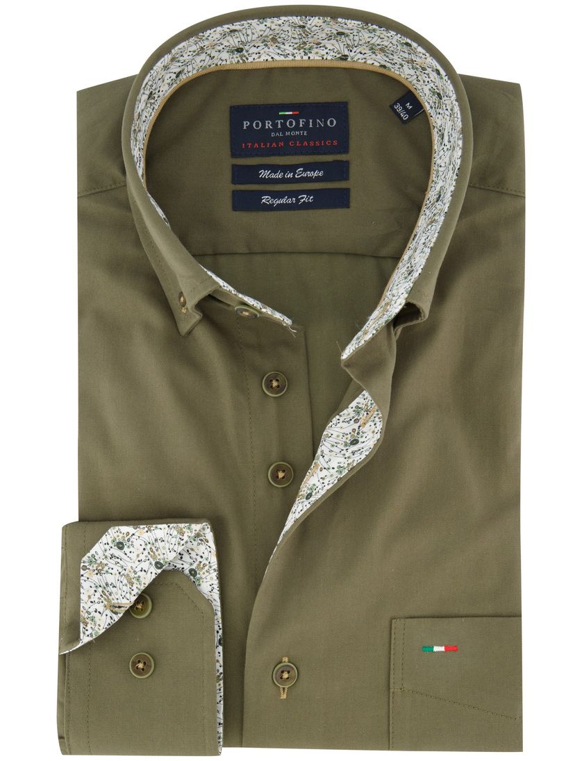 Effen groen overhemd Portofino normale fit