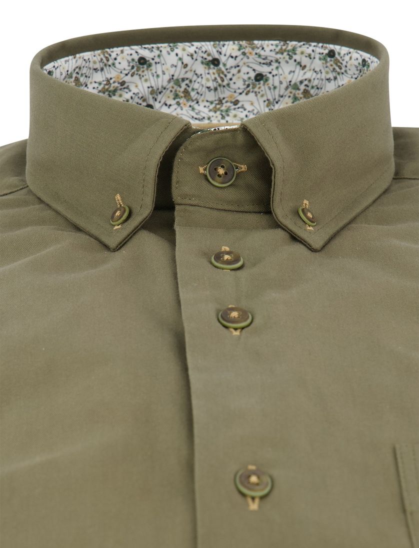 Effen groen overhemd Portofino normale fit