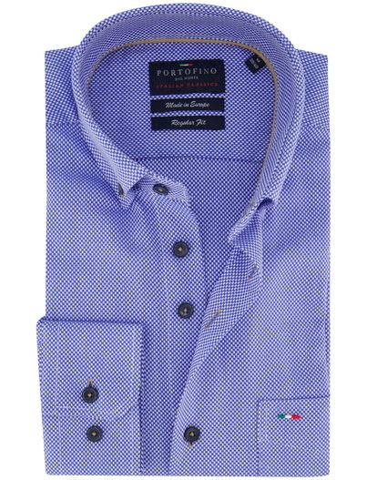 Portofino casual overhemd blauw Portofino Regular Fit