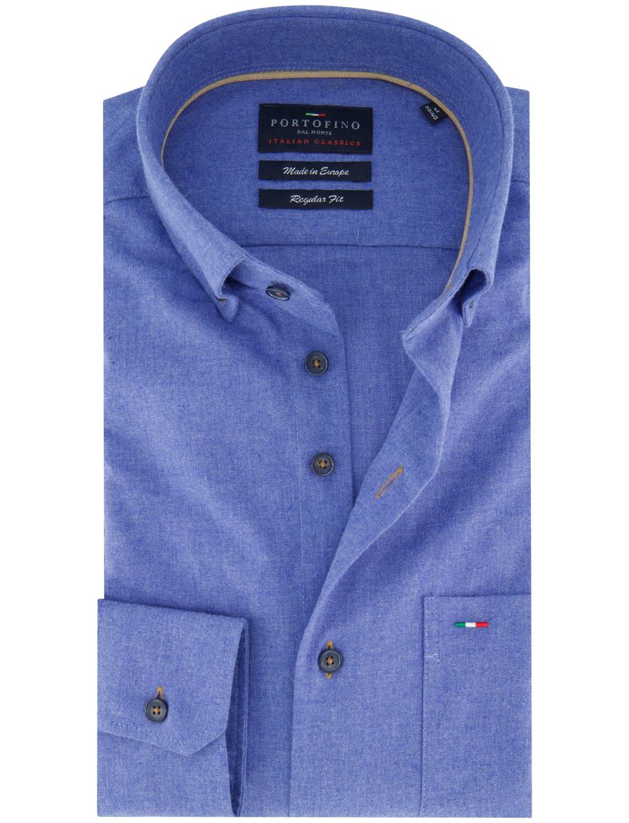 Portofino Regular Fit casual overhemd blauw