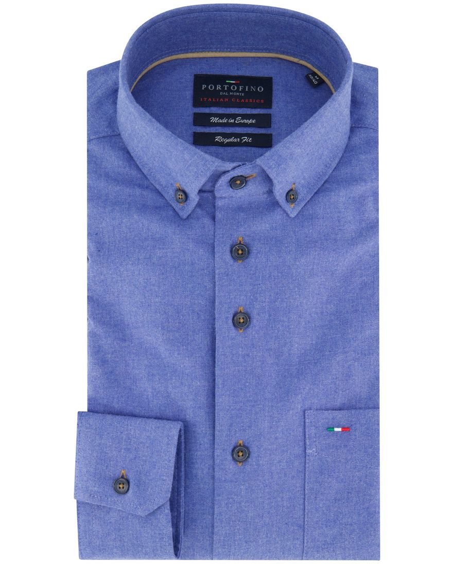 Portofino Regular Fit casual overhemd blauw