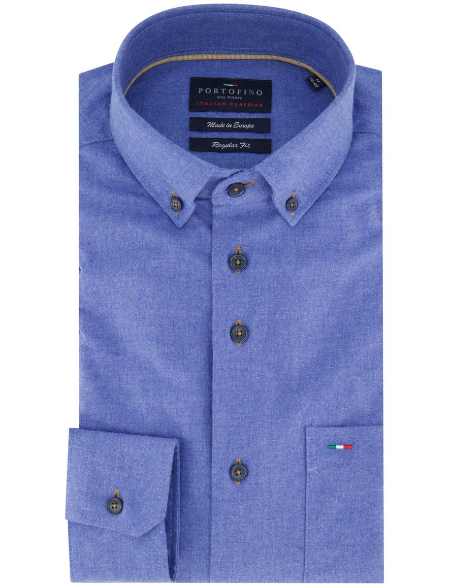 Portofino Regular Fit casual overhemd blauw