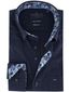 Katoenen effen overhemd Portofino donkerblauw