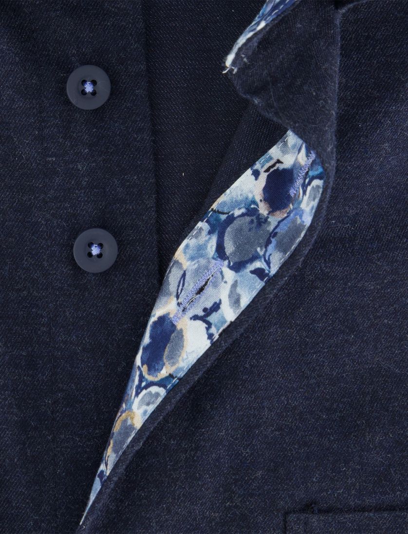 Normale fit overhemd Portofino donkerblauw effen katoen