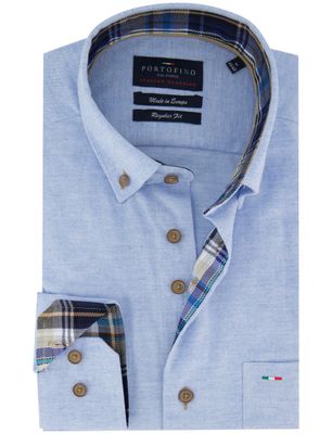 Portofino Portofino overhemd effen lichtblauw wijde fit