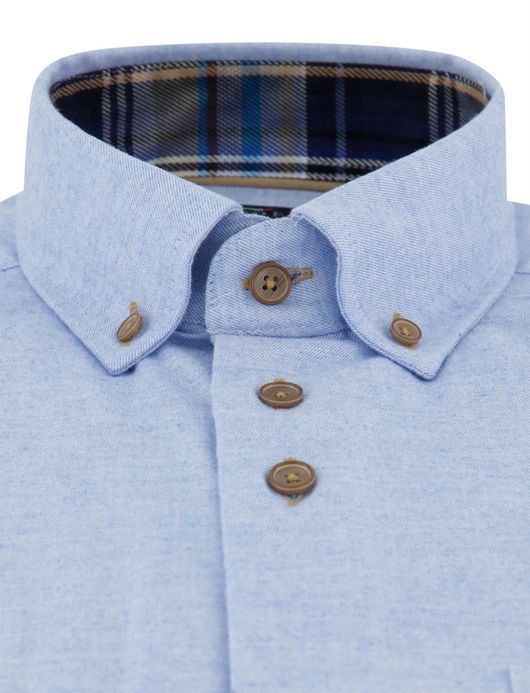 Portofino overhemd effen lichtblauw wijde fit