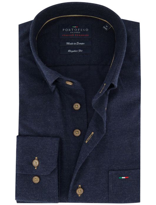 Donkerblauw overhemd Portofino normale fit