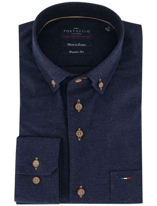 Donkerblauw overhemd Portofino normale fit
