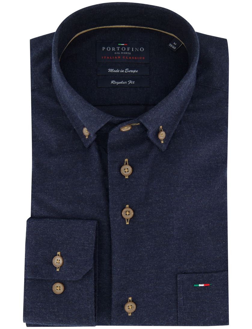 Katoenen donkerblauw overhemd Portofino