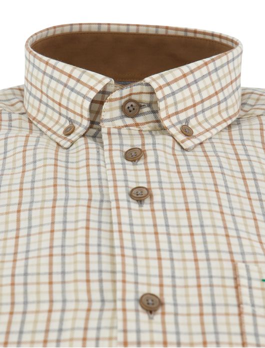 Geruit creme overhemd Portofino normale fit