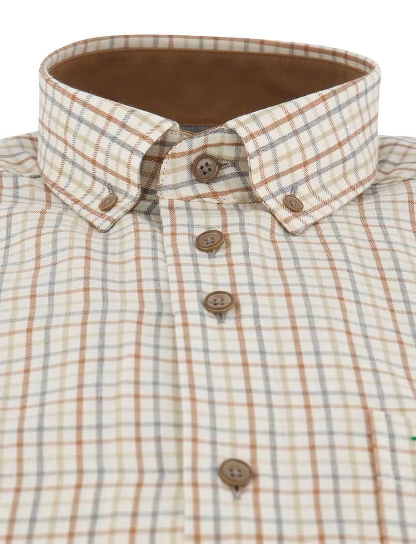 Katoenen geruit creme overhemd Portofino normale fit