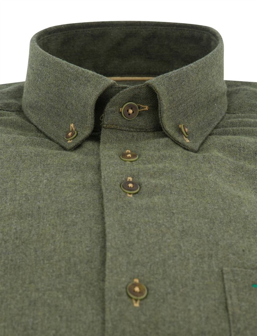 Portofino overhemd groen gemêleerd met borstzak