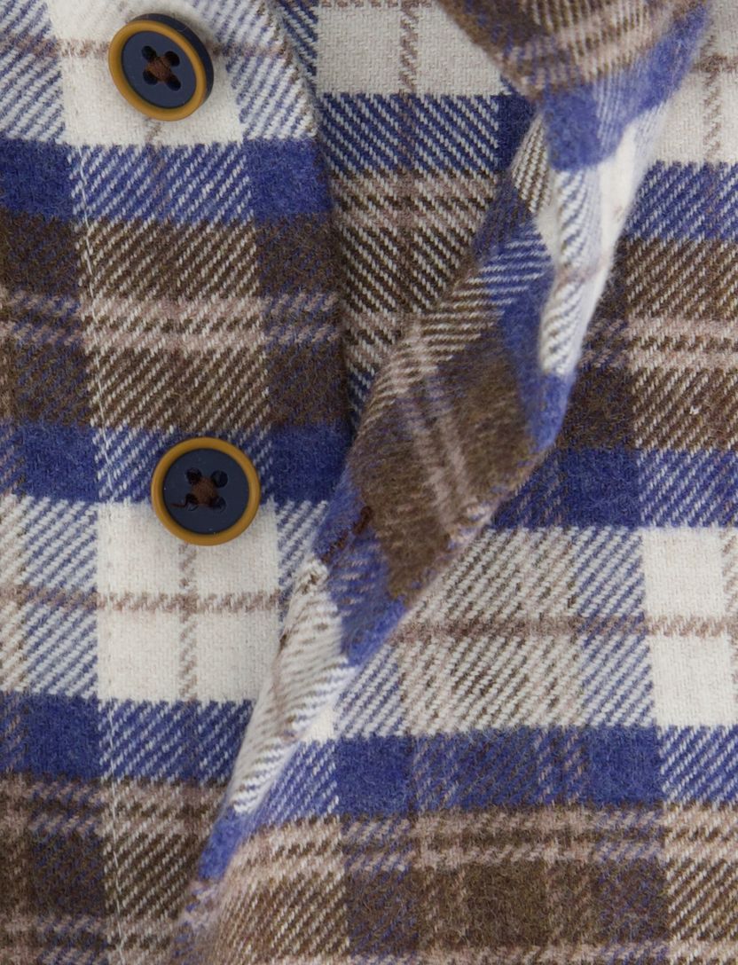 Portofino regular fit geruit overhemd bruin blauw katoen