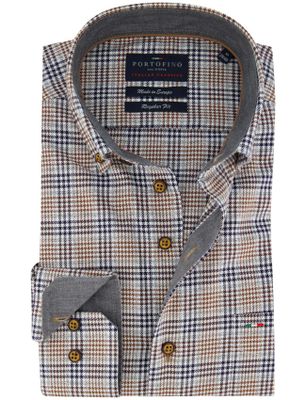 Portofino Geruit Portofino overhemd blauw normale fit katoen