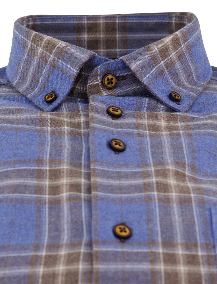 Normale fit overhemd Portofino geruit blauw