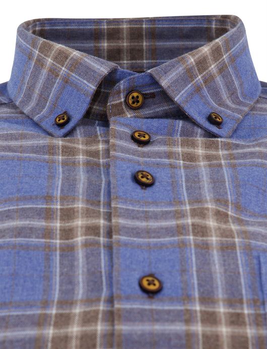 Portofino overhemd geruit normale fit blauw katoen