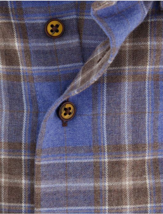 Blauw geruit overhemd Portofino normale fit