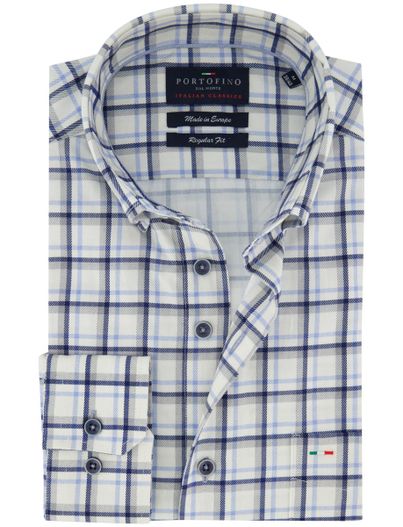Portofino Katoenen geruit Portofino overhemd blauw