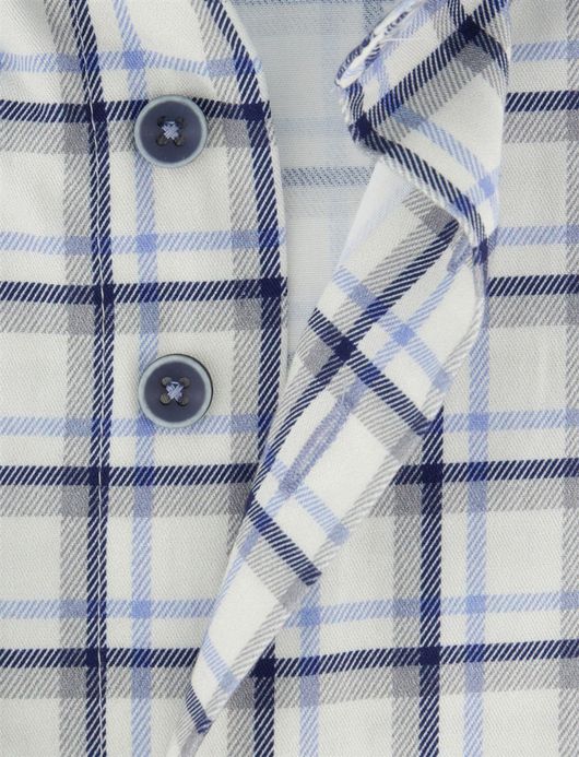 Portofino regular fit blauw geruit overhemd katoen