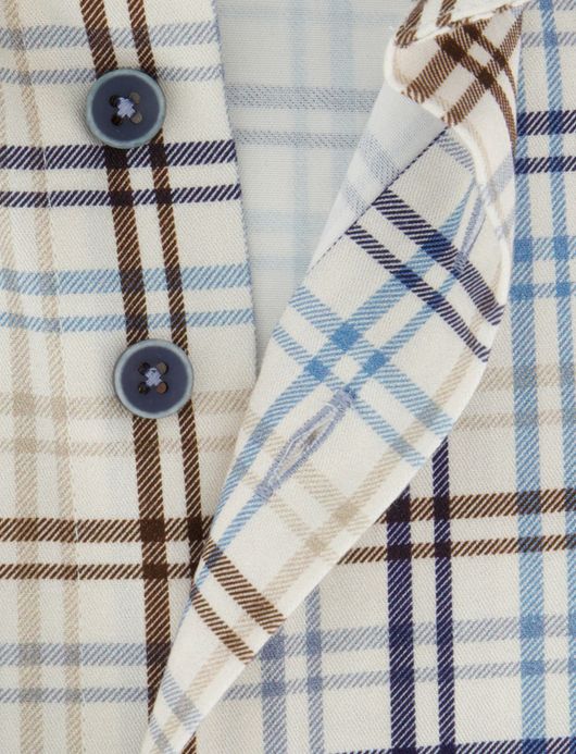 Portofino Regular Fit overhemd katoen geruit bruin