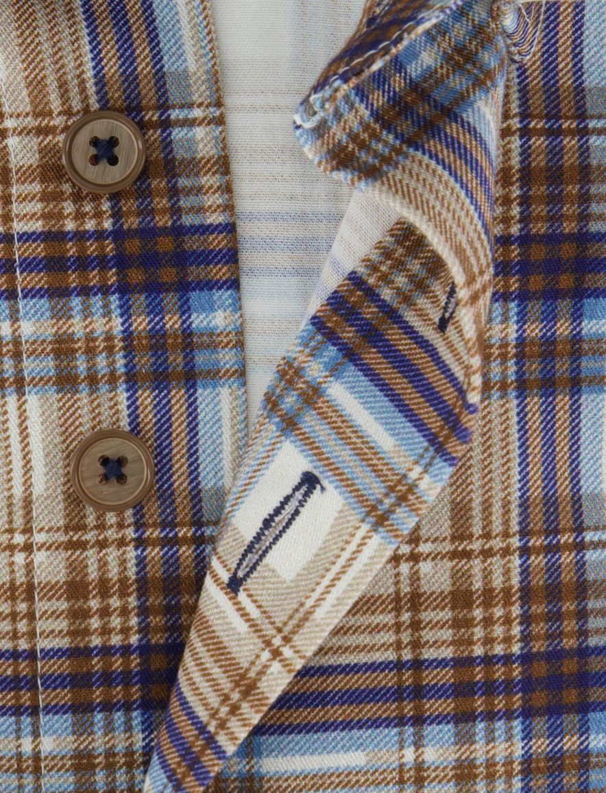 Bruin regular fit Portofino overhemd bruin geruit