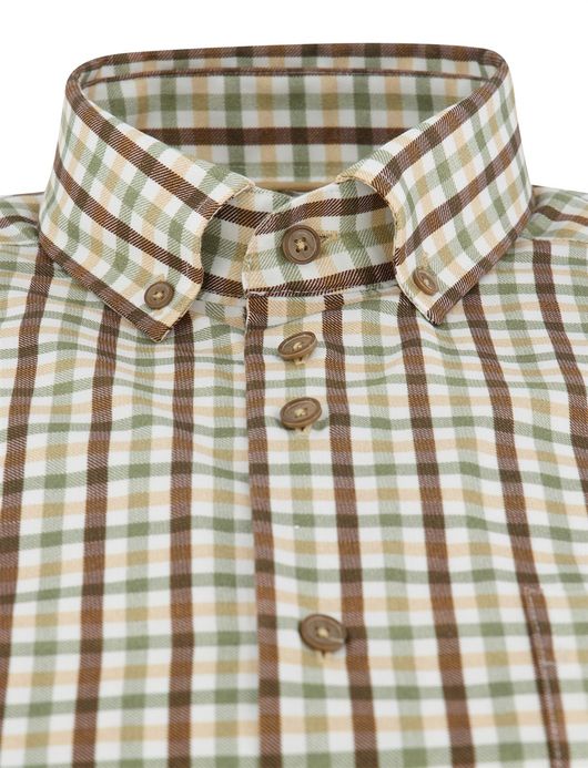 Geruit Portofino overhemd regular fit bruin groen