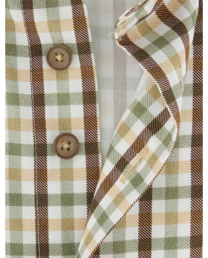 Regular fit geruit Portofino overhemd bruin groen