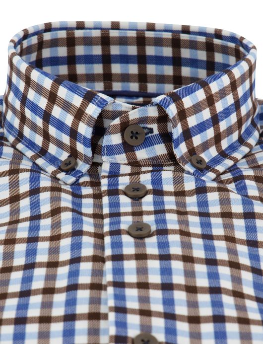 Portofino regular fit overhemd katoen print blauw