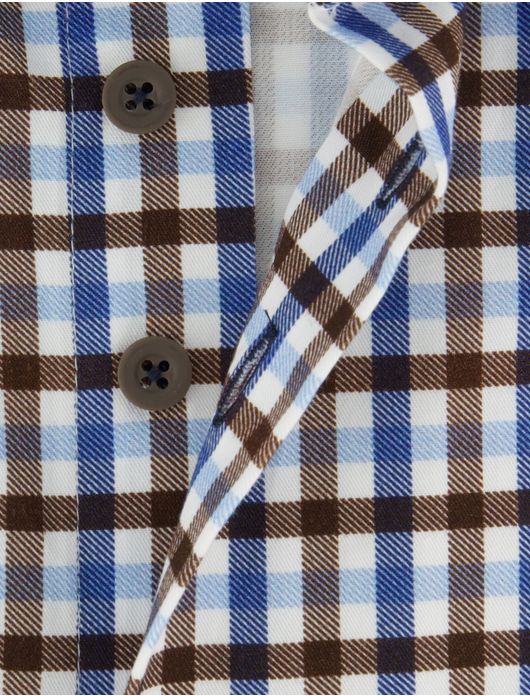 Portofino regular fit overhemd katoen print blauw