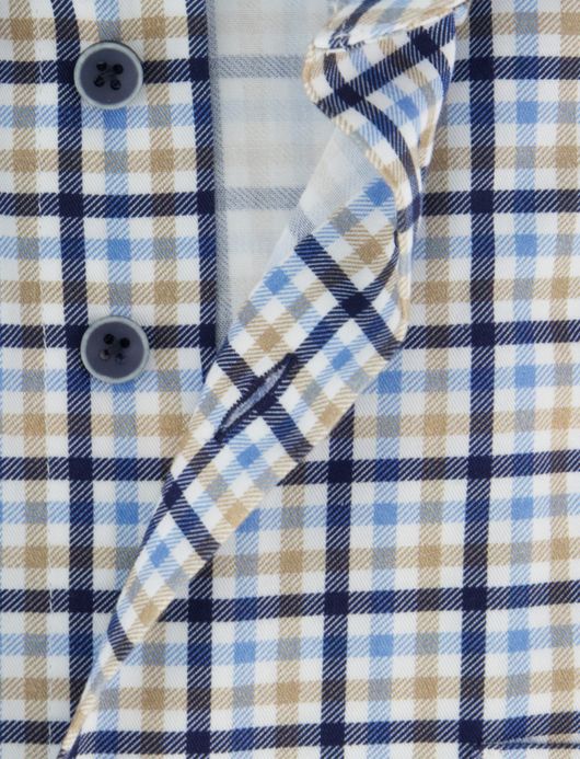 Portofino regular fit overhemd katoen print blauw