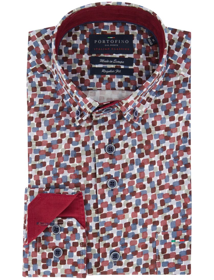 Katoenen Portofino overhemd geprint rood