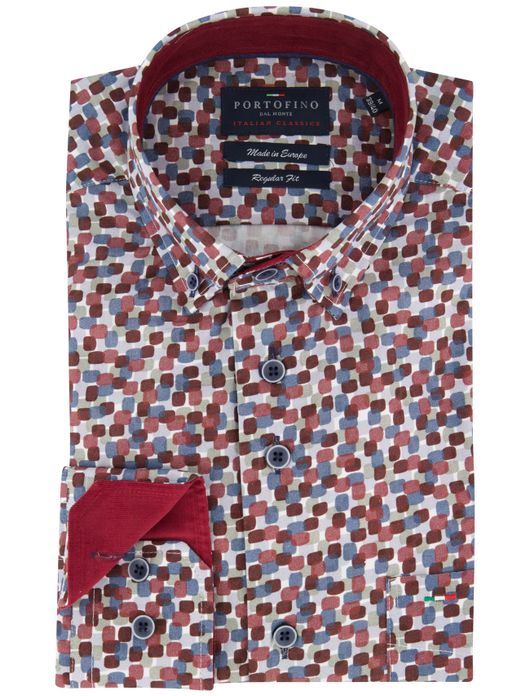 Portofino overhemd regular fit katoen bordeaux