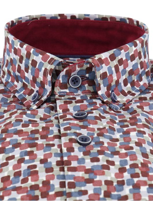 Portofino overhemd regular fit katoen bordeaux