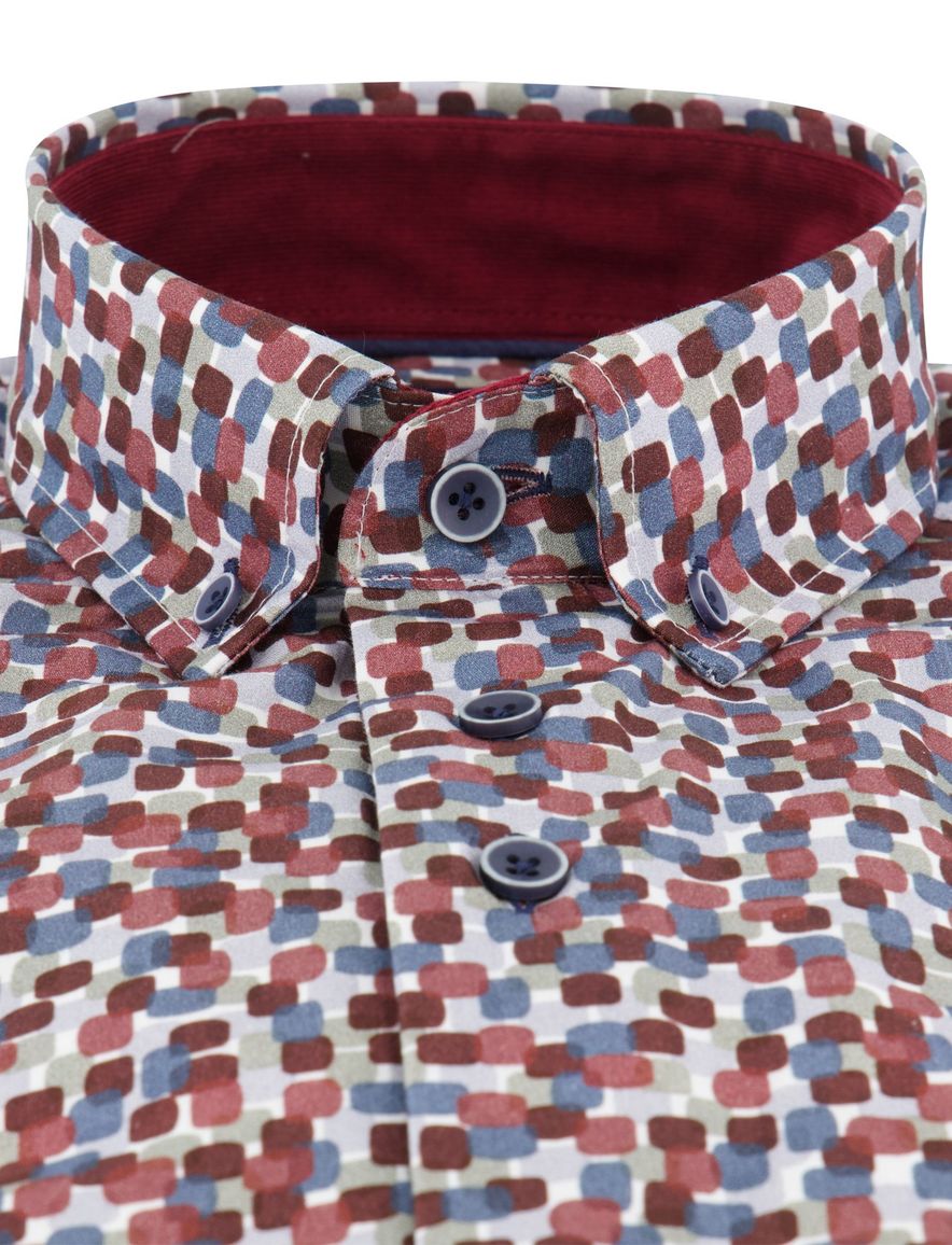 Portofino overhemd regular fit katoen bordeaux