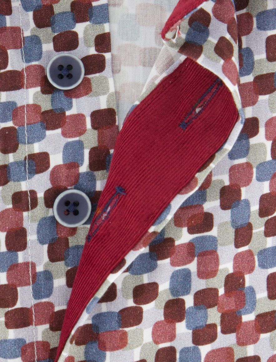 Portofino overhemd regular fit katoen bordeaux