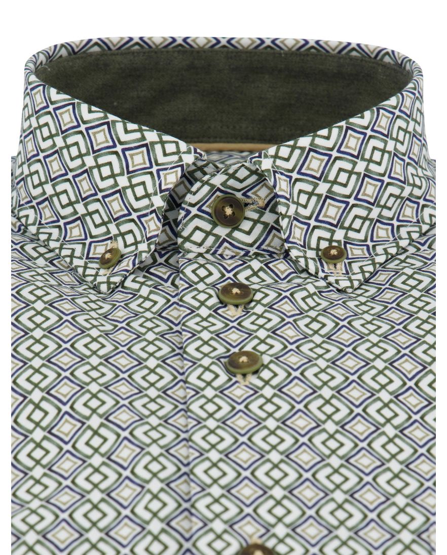 Portofino regular fit geprint overhemd groen