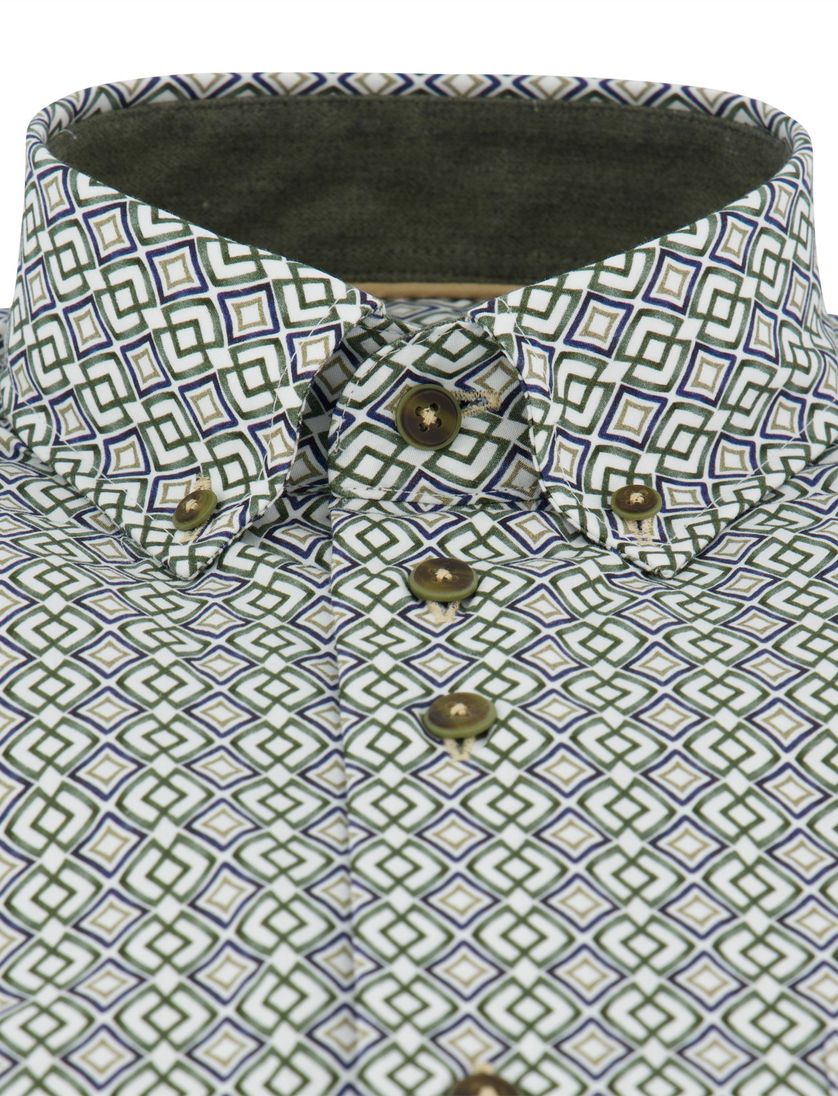 Regular fit overhemd Portofino geprint groen katoen