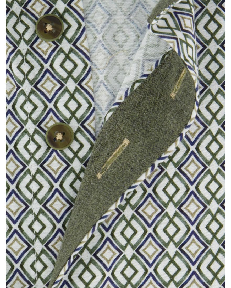 Portofino regular fit geprint overhemd groen