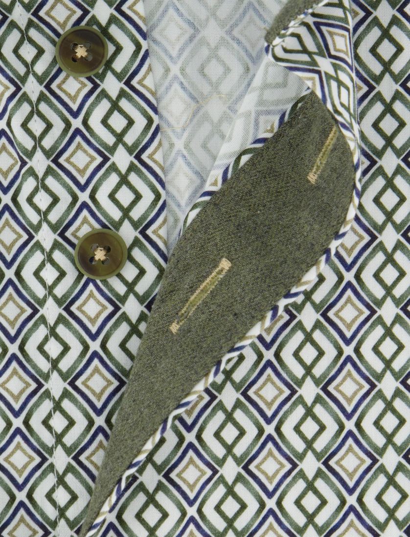 Regular fit overhemd Portofino geprint groen katoen