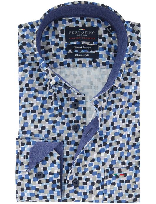 Katoenen geprint Portofino overhemd blauw